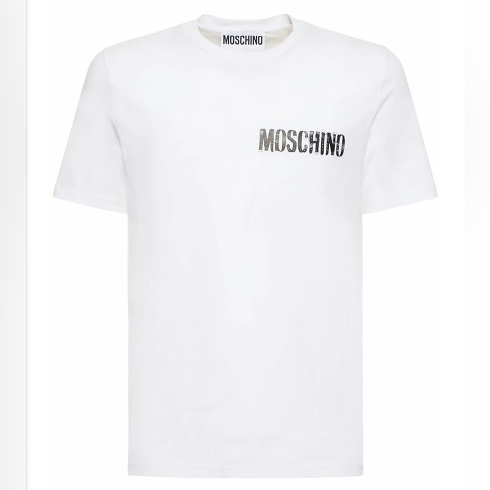 Moschino Couture Belt Logo White T-Shirt Men’s Size S NWT Authentic Designer Tee